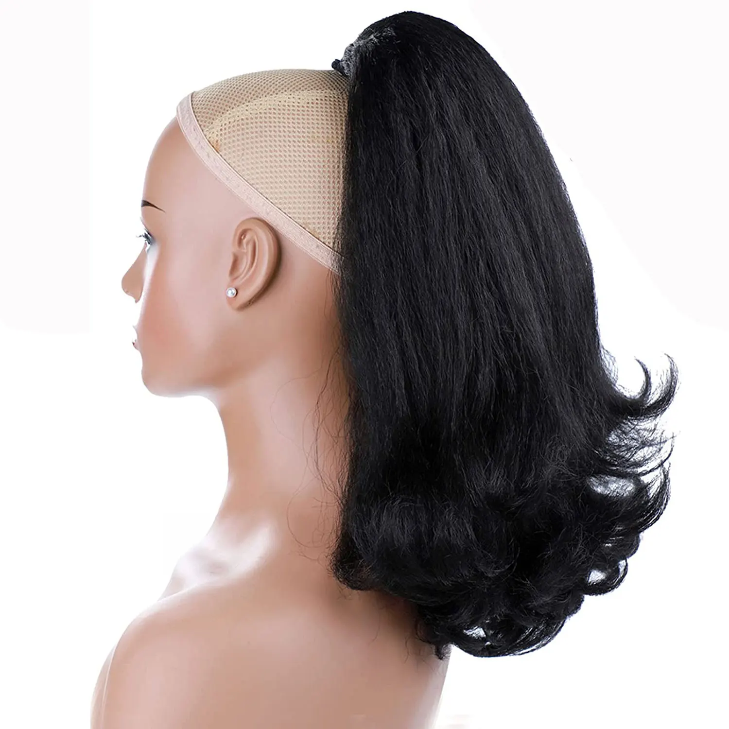 G&T 7 Colors Ponytail Extension Sthetic Hair Pieces for Black Women, Short Kinky Curly Yaki Ponytails (14 inch)