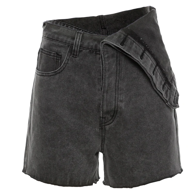 
latest designer Casual Solid Splicing denim shorts shredded sashes jean shorts women 