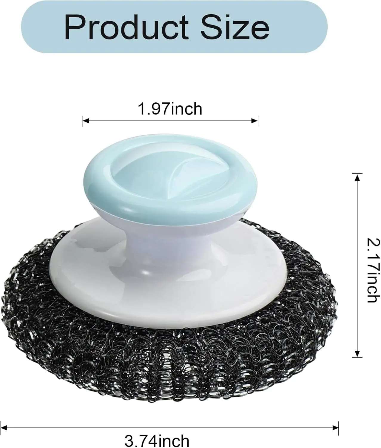 Steel Wool Scrubber Stainless Steel Scrubber with Handle Metal Sponge Scrubber for Cleaning Dishes, Pots, Pans, Grill