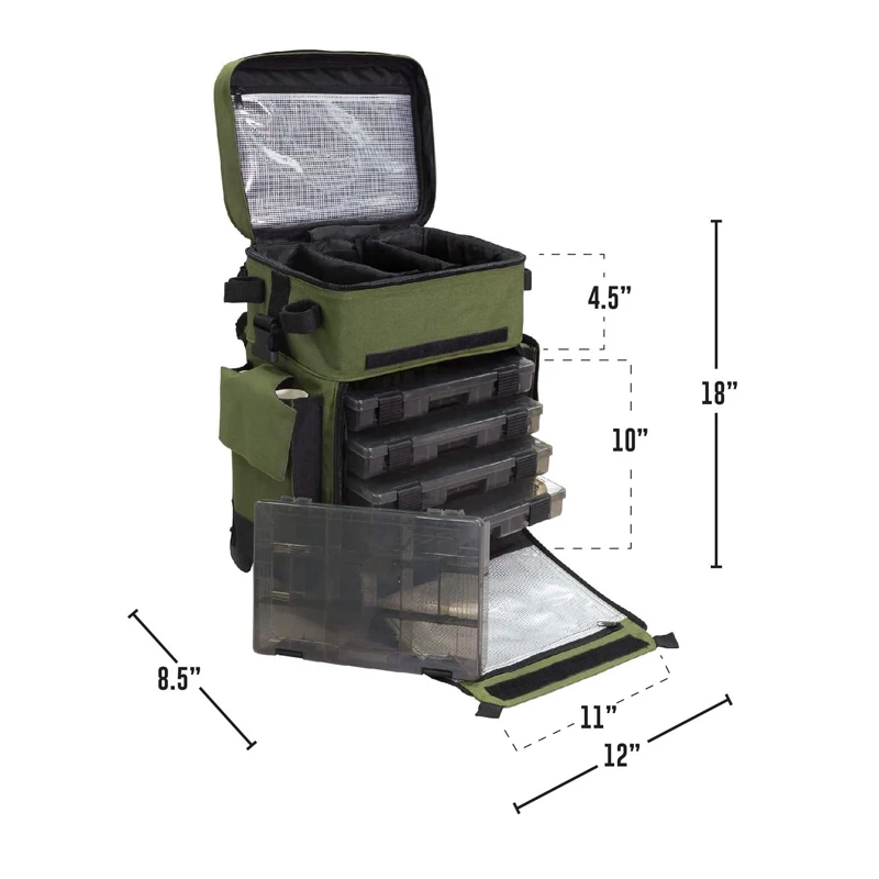 Man Portable Multi-purpose Fish Tackle Bait Bag Wheels Outdoors Waterproof Polyester Rolling Fishing Tackle Backpack Box Bag