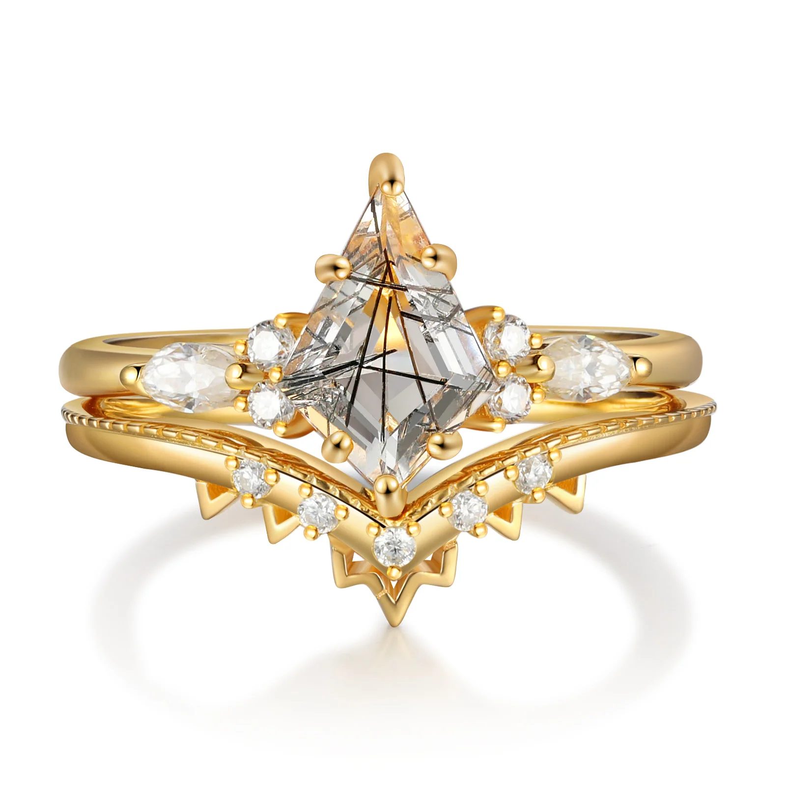 Women Engagement Wedding Rings With Moissanite 18K Gold Fine Jewelry Rings