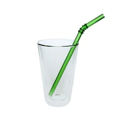 Factory direct sale colored borosilicate glass straws curved straw