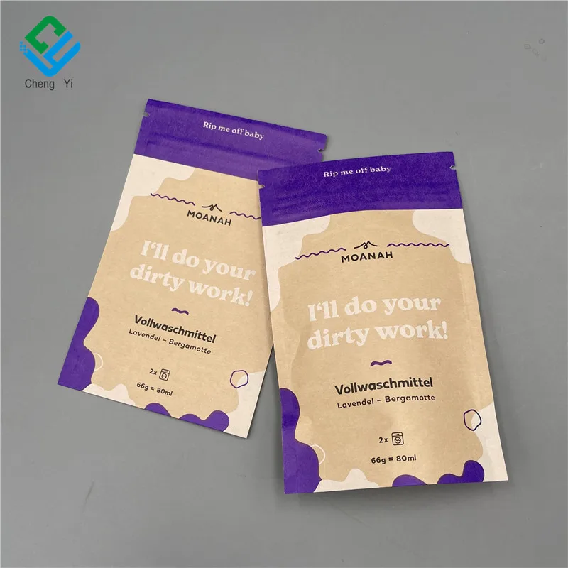 100% Compostable Bags Eco-friendly Biodegradable Craft Paper/Pla Cornstarch Plastic Packaging Pouches With Zipper