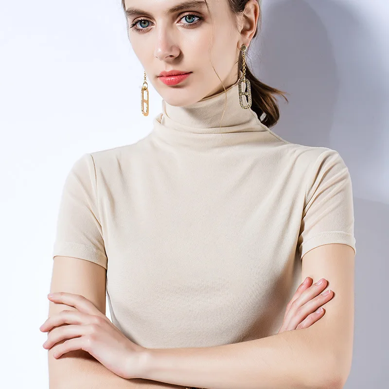 New tops ladies short sleeve blouse women choker fashion t shirt