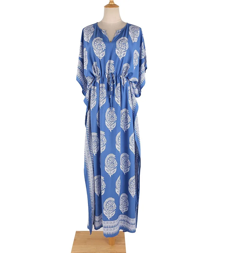 Holiday Bikini Beach Cover Up Rayon Long Kaftans Wholesale India Dubai Abayas