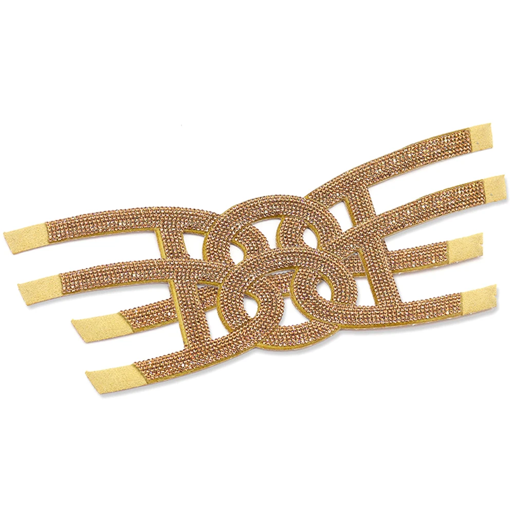 UP003 fashion bling glass decoration rhinestone sandals upper material slipper semi finished shoe uppers