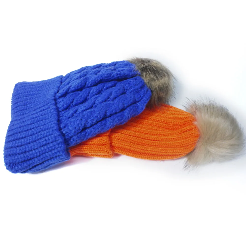 Custom Logo Adult Knit Cap Personalised Customize Colour Bennie Wholesale Beani Pom Pom Knitted Hats Custom Pompom Beanie