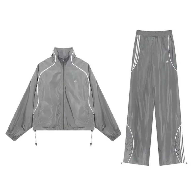 New Design Reflective Pipping Nylon Tracksuit Set Windbreaker Tracksuit Sets For Men