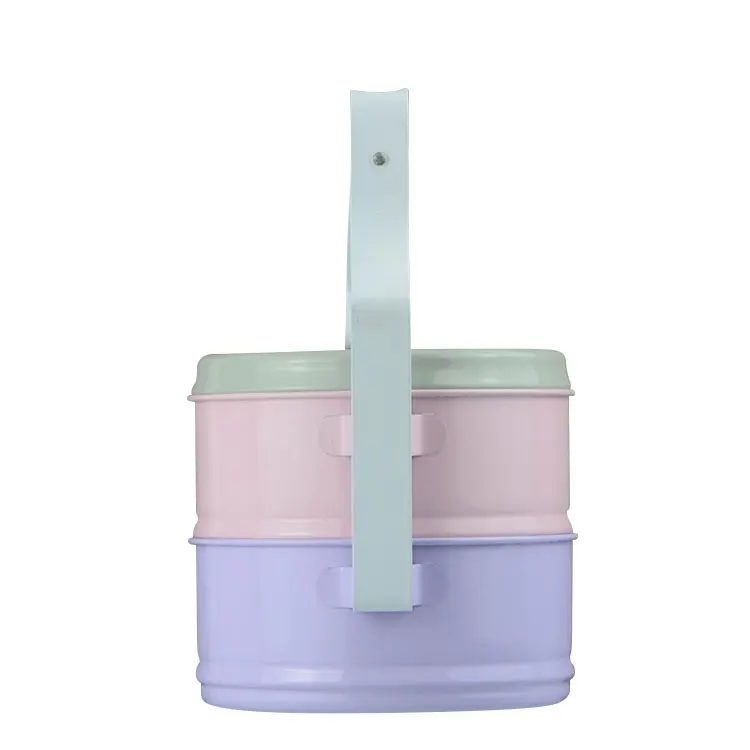 Custom printed 2/3/4 Layers 14/16/18cm enamel tiffin carrier food storage box enamel lunch Box
