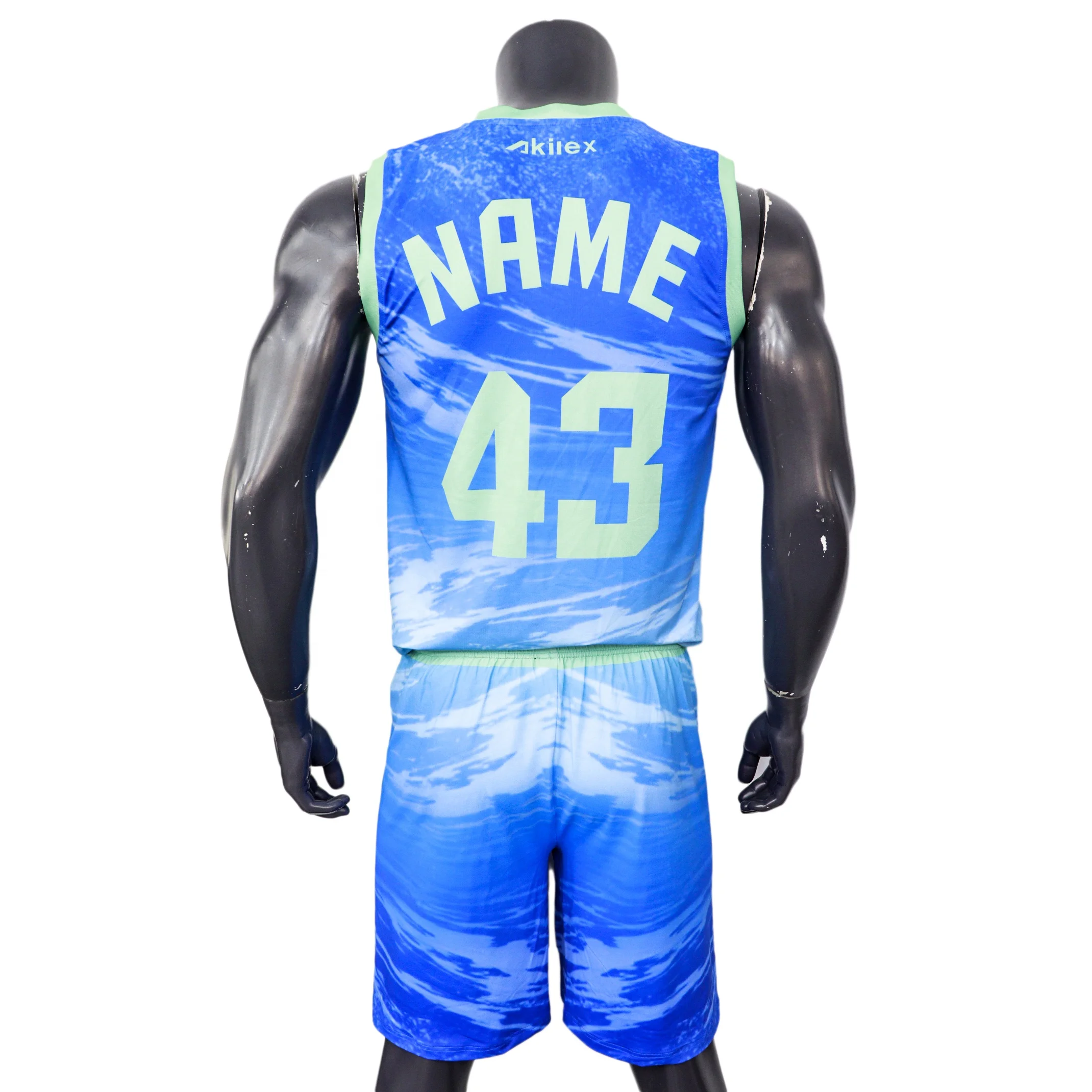 Custom basketball uniform MOQ 10pcs V neck rib collar full sublimation set basketball team uniform