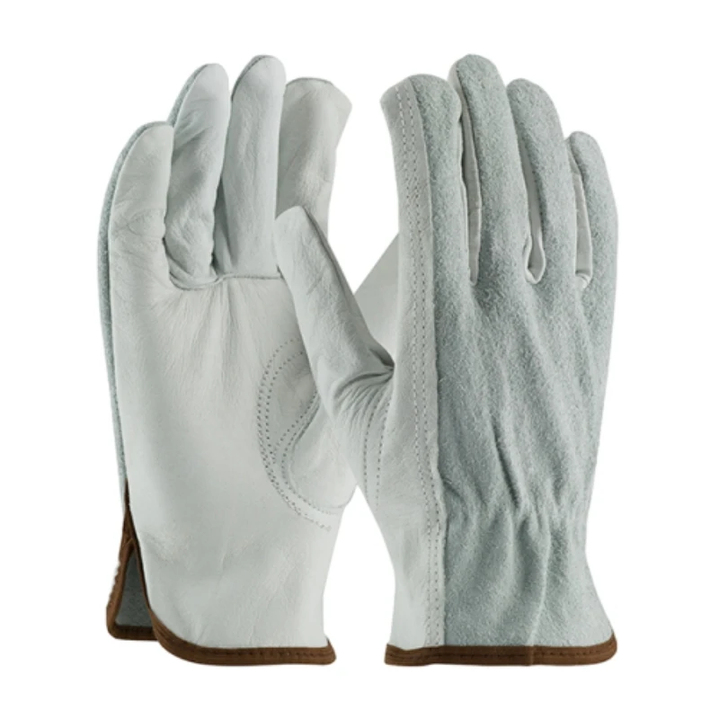 High Quality Safety Welding Gloves White Goat Grain Leather Gloves (10,5 inches)
