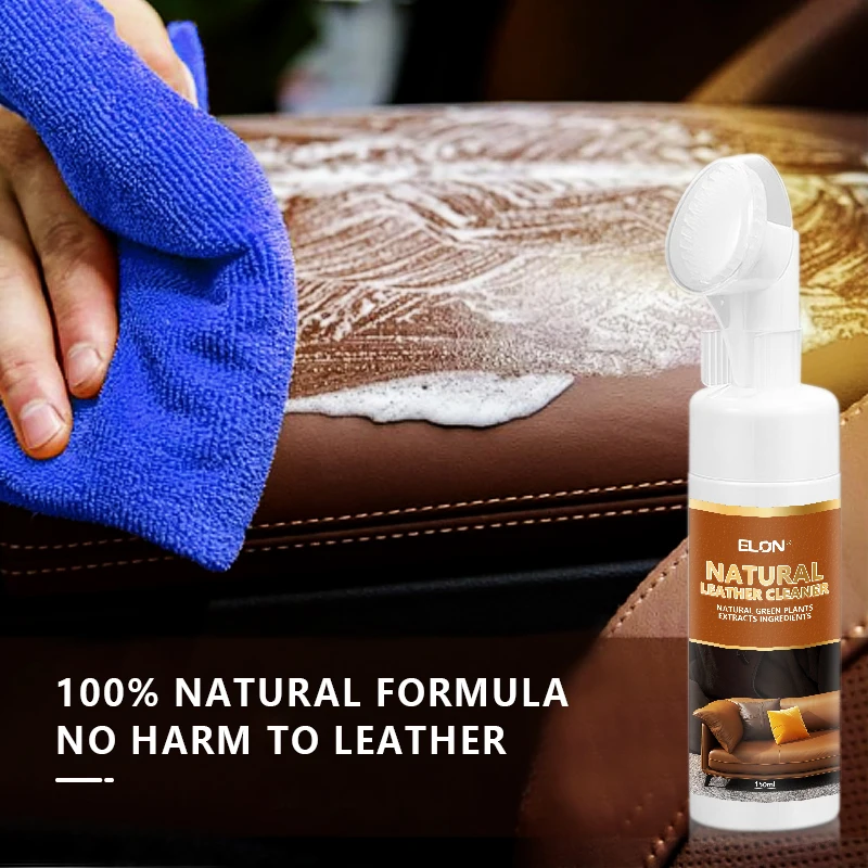 150ml natural leather cleaner kit with brush in color box customize logo leather cleaner solution spray leather liquid