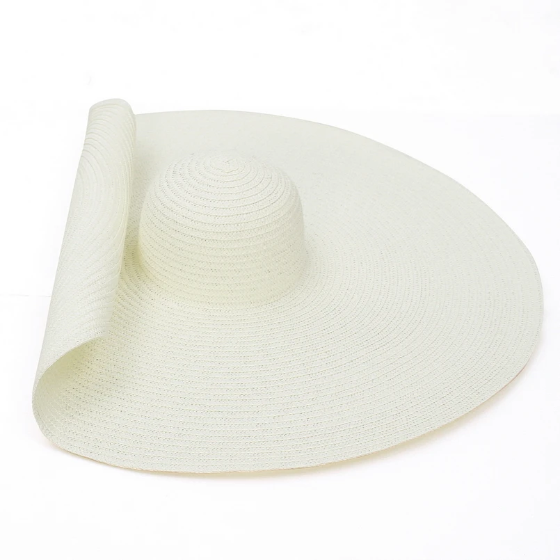 70cm Women Model Fashion Shows Broad Large Wide Brim Straw Hat Super Big Sun Visor Beach Floppy Hat