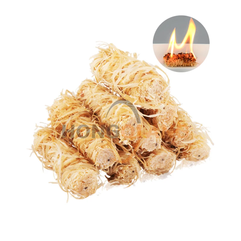 Natural No Pollution Fire Lighter Paraffin Wax Wooden Wool Roll BBQ Fire Starter For Survival HQFL-32