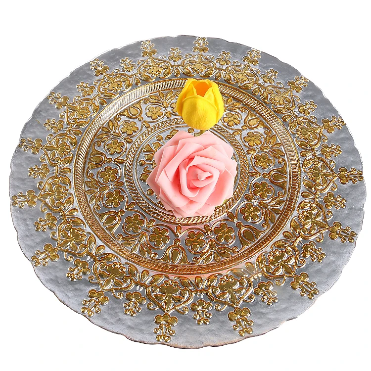 2021 new fancy design wedding charger plates party fashion dinning tableware glass plates for reception event