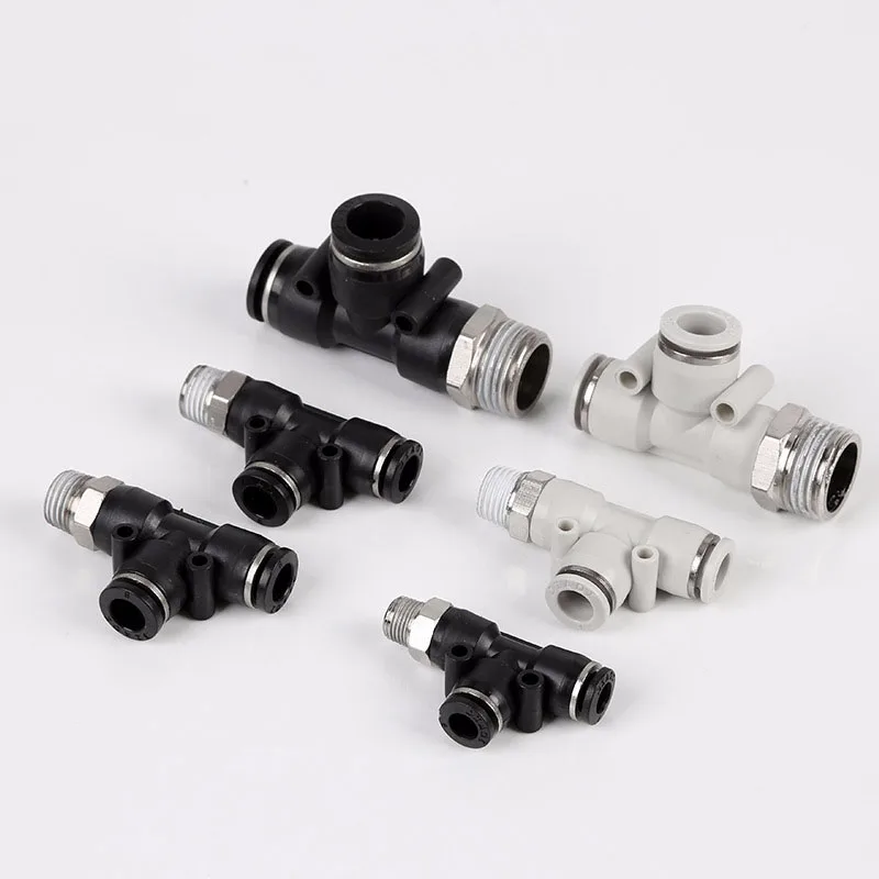 
PD T Type Side Male Threa 3 Way Air Fittings Quick Connect Air Hose Fittings One Touch Pneumatic Fittings for Air Industry 