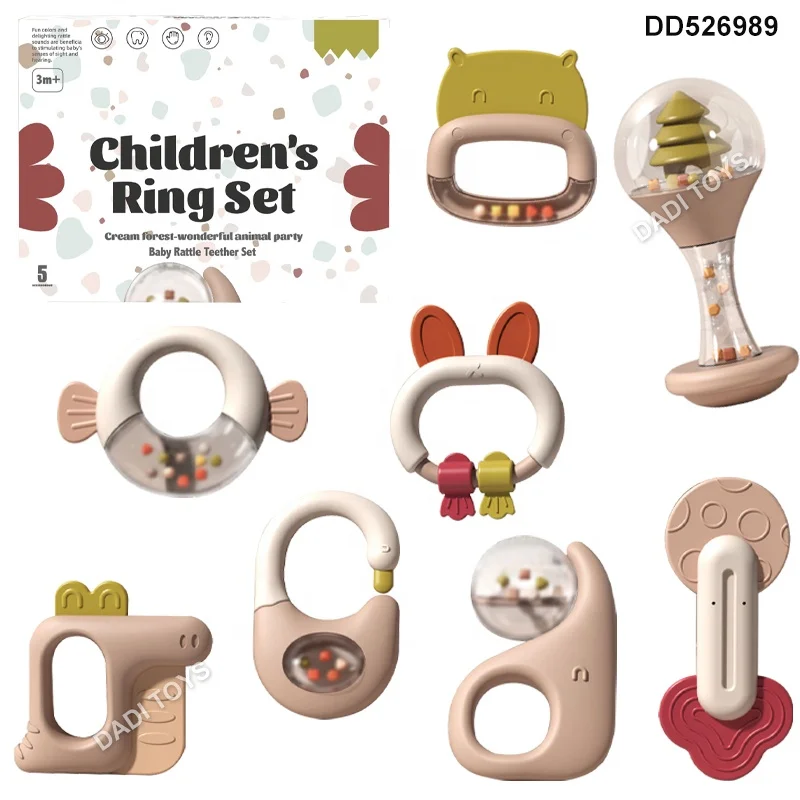 DADI OEM&ODM Early Learning Musical Toy Set Infant Grab Shake Rattle Sensory Teether Toddlers Chewing Teething Toys Baby Rattles