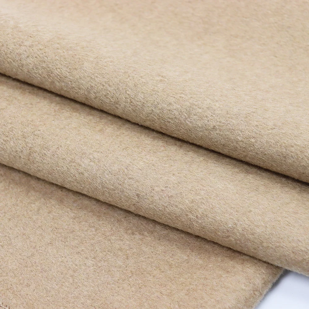 Double face brush heavy 20% wool fleece polyester brown blend woolen fabric garment