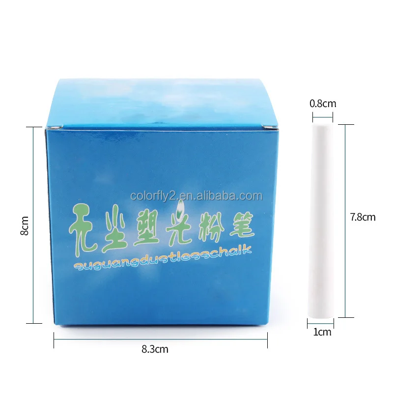 100 Pcs Dustless Dust-free Chalk School Student Bright Color and White Chalk