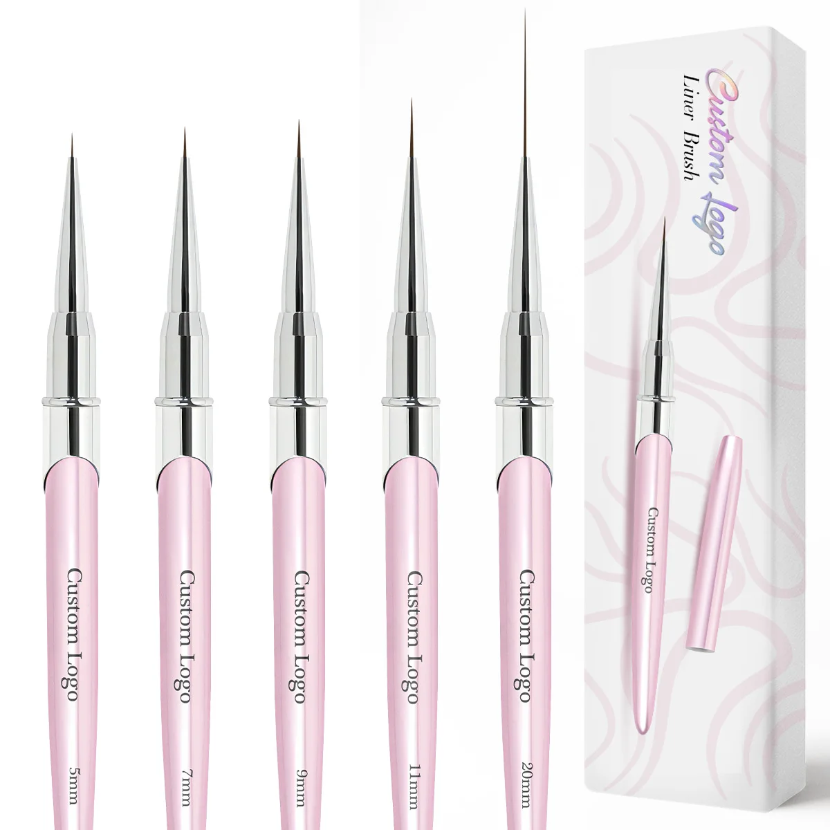 2024 Новая кисть для маникюра от 5 до 20 мм профессиональная салонная розовая акриловая ногтей