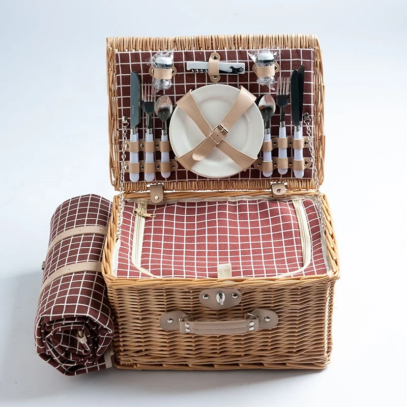 Wholesale picnic basket set 4 person picnic basket insulated picnic basket set