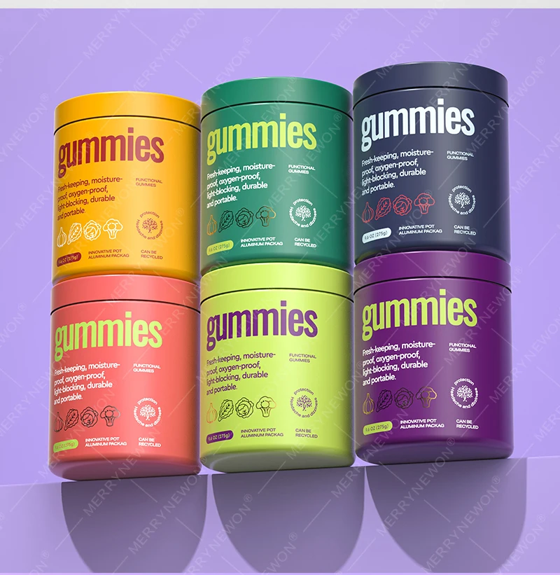 360ml 500ml Metal Gummy Tin Can Box Cylinder Aluminum Container Tins Can for Gummy