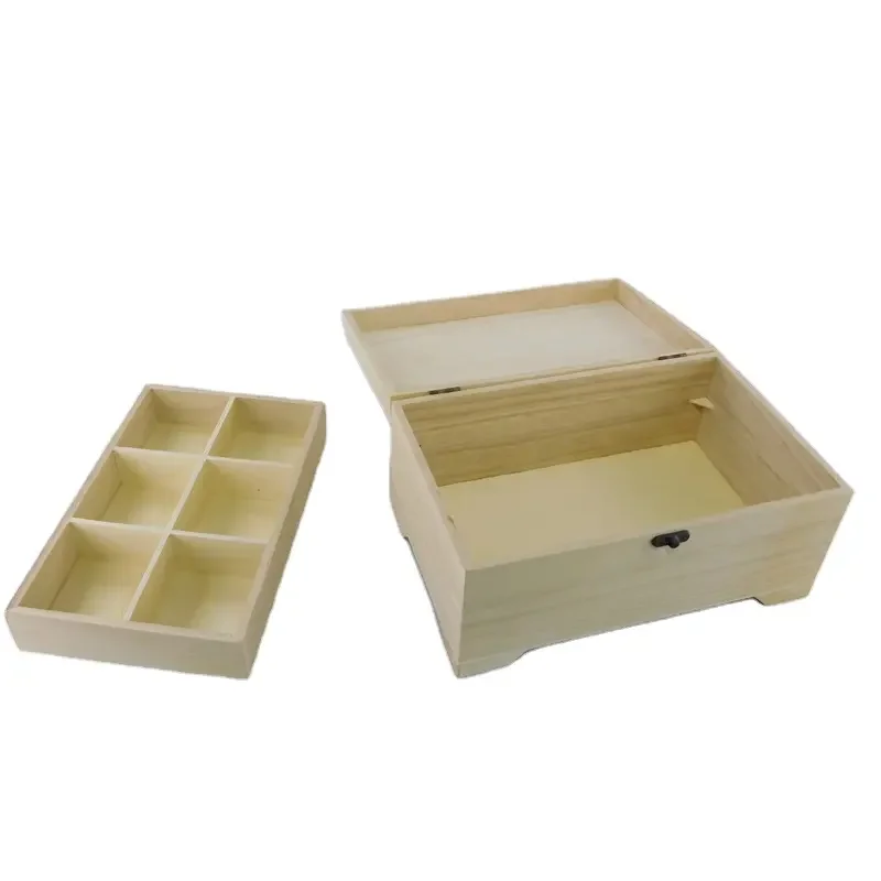 wooden divided lattice nut Snack Platter Box gift wood packaging Storage Platter bamboo compartment box for candy sweets