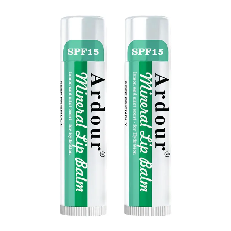 OEM Organic Lip Balm for Hydration Sun Protection Lemon and Mint Scent SPF 15 Mineral