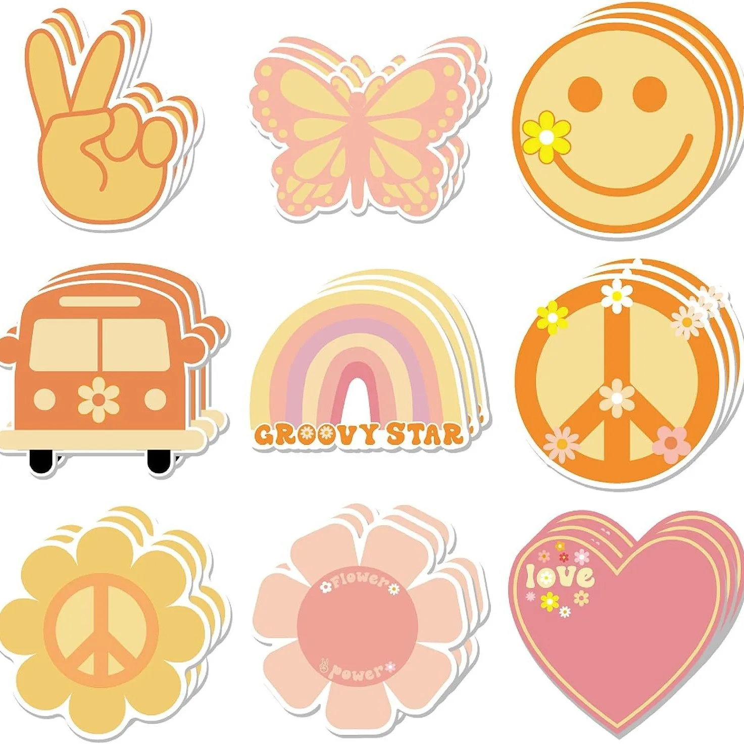 9pcs/set Groovy Boho Sticky Note Message note Rainbow Butterfly School supplies Irregular shape Sticky note Hippie Party custom