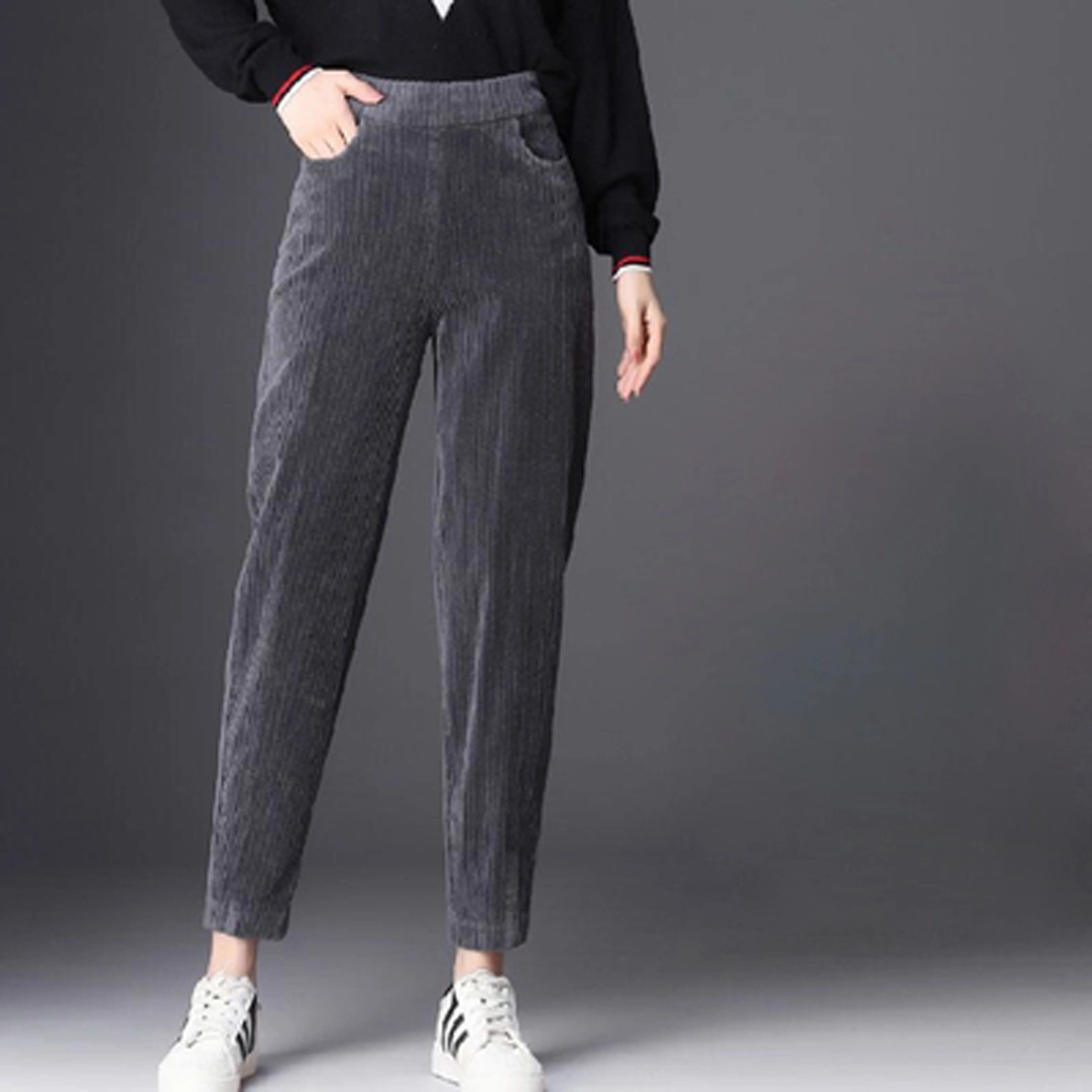 
pure color corduroy radish trousers women in Autumn and winter [E2T] 