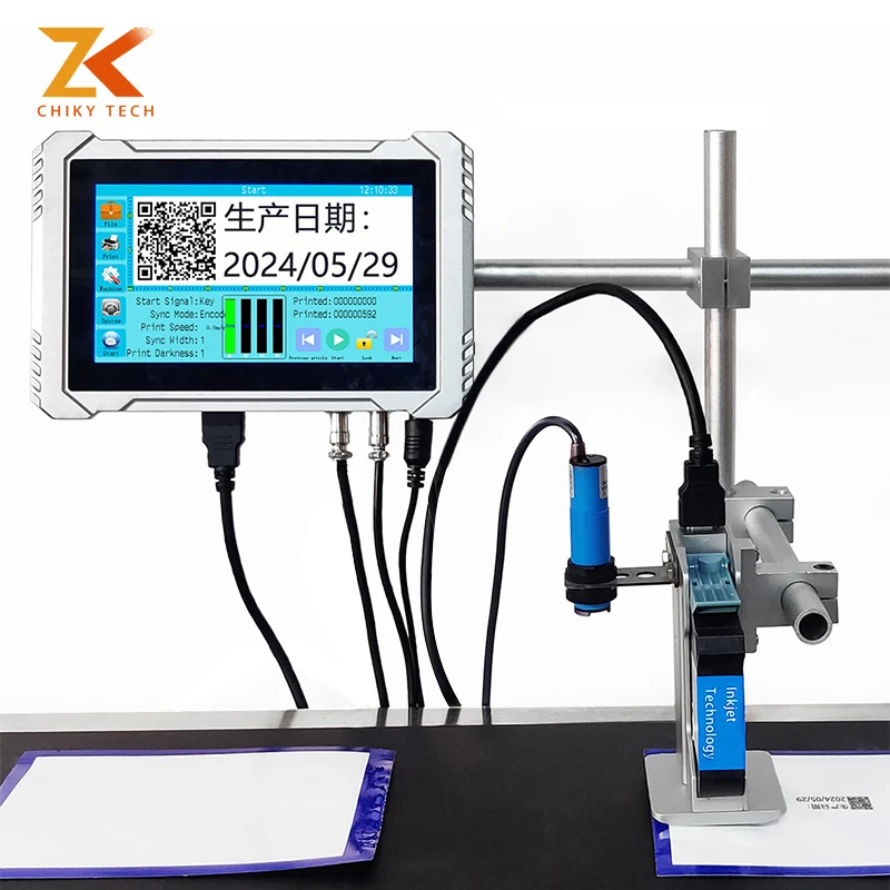 High Accuracy Multiple Languages Online Industrial Inkjet Printers For Boxes Data Matrix Expiry Date Printing