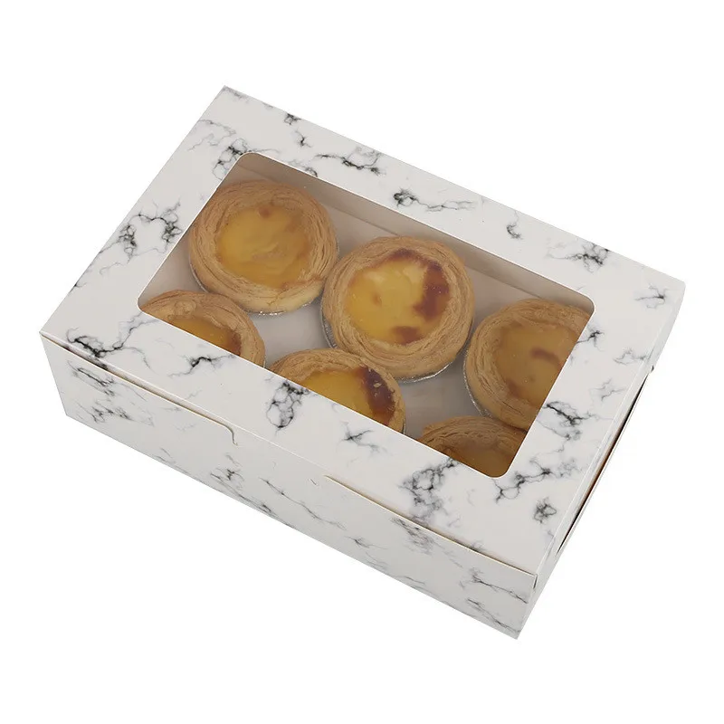 Customized marble paper macaron packaging box pastry blister box biscuit food grade tray cake packaging boxes