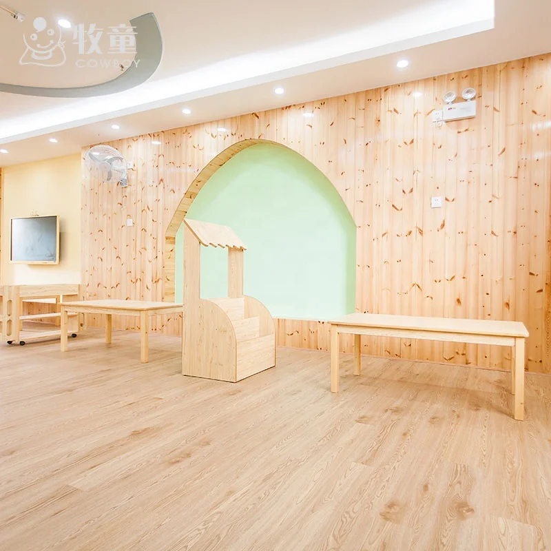 Guangzhou Supplier Solid Rubber Wood Children Preschool Daycare Furniture Preschool Tables and Toys Cubbies