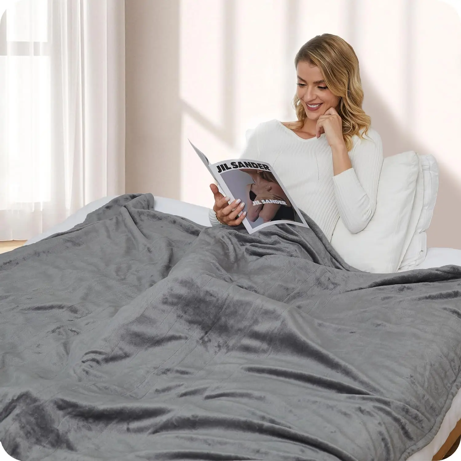 Crystal Plush Heated Blanket Fast Heating Adjustable Temperature Safe Comfortable Portable Skin-Friendly Ideal for Travel Gift