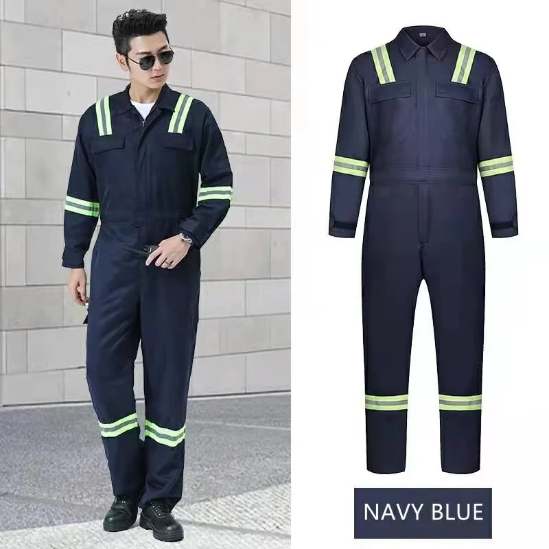 Mens Working Uniform Workwear Reflective Safety Overall Coverall Work Wear Clothes with Logo