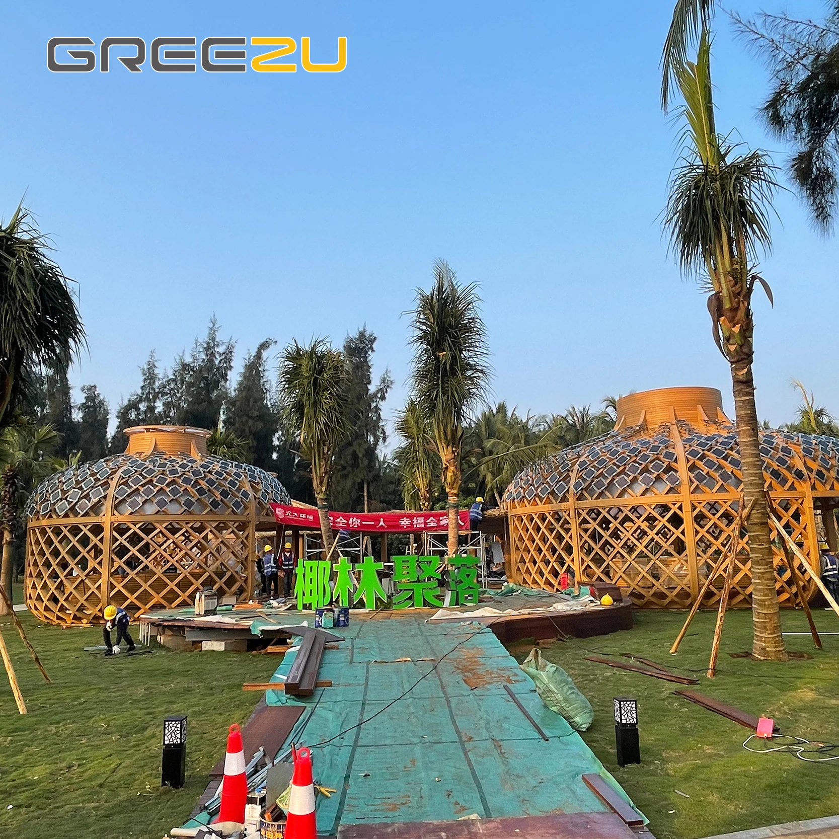 Modular prefab native looking luxury house Prefab bamboo wooden lake houses Bamboo wood for villas Detachable