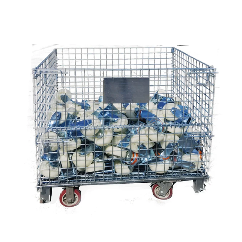 Wholesale steel foldable  scrap storage roll cage roll car with wheels for sale