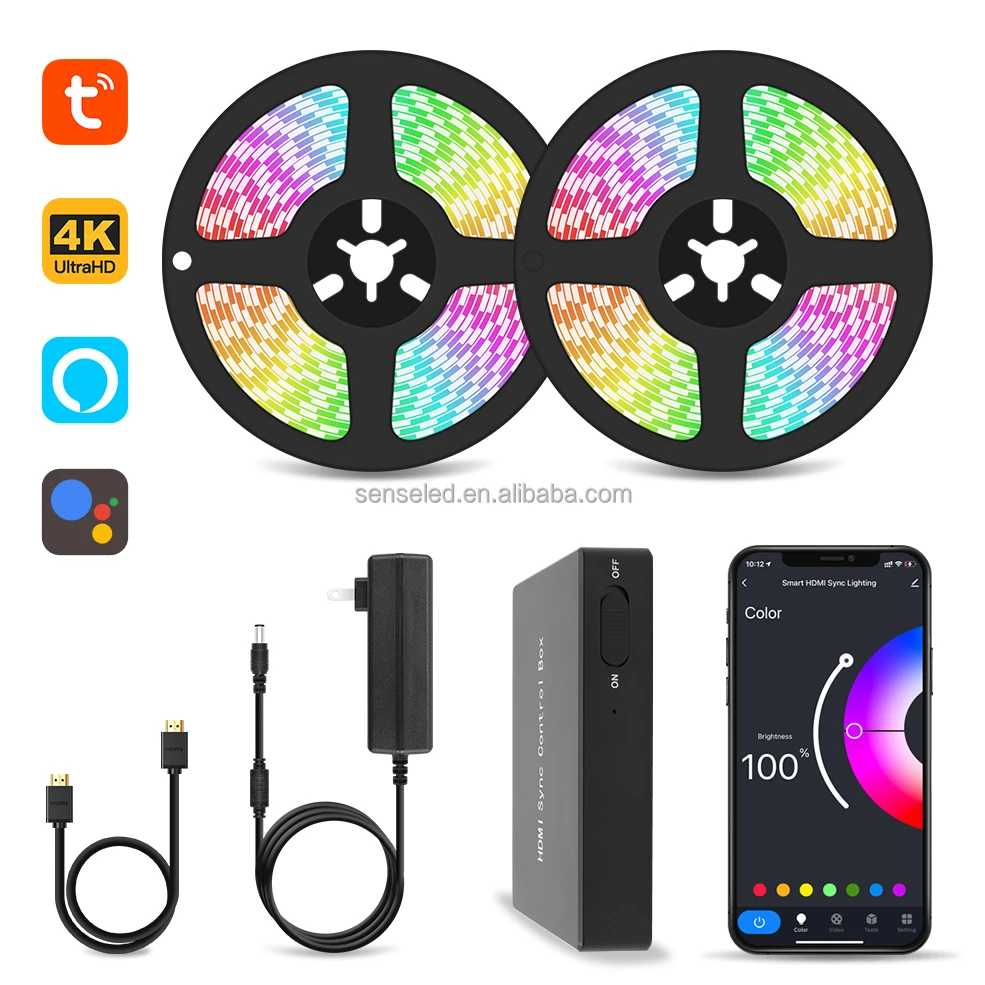 Tv Background Lighting 12V digital rgb Smart Ambient Light sync box  60leds/mwaterproof Strip for Ambient Lighting