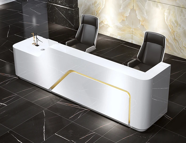 Office front desk counter reception table white l shaped front reception desk modern