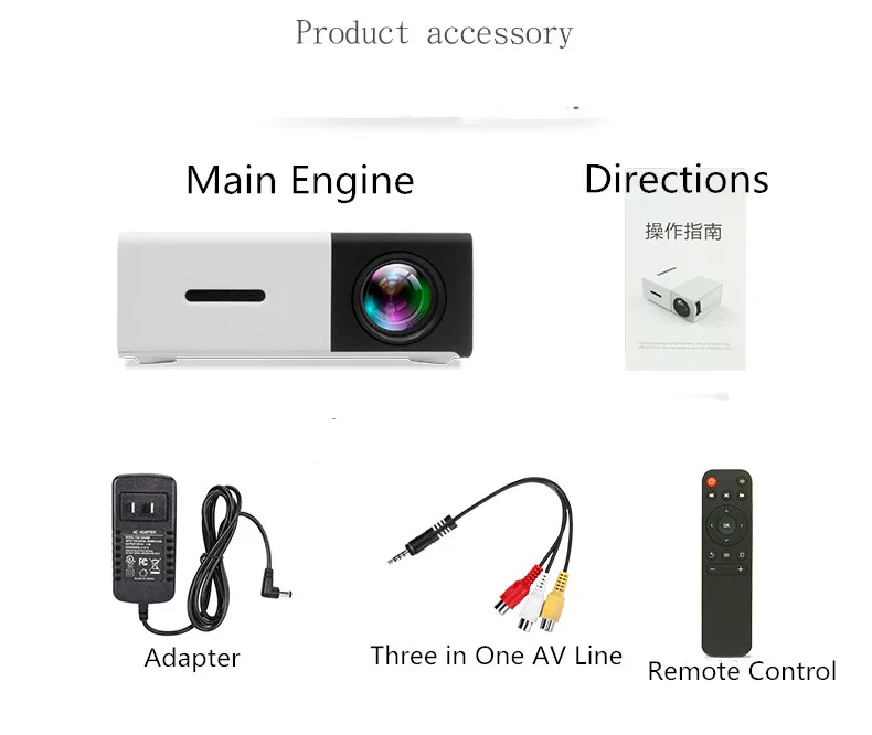 YG300 Multimedia LED Proyector with Cheapest Portable HD Home 1080P Beamer Support Power Bank