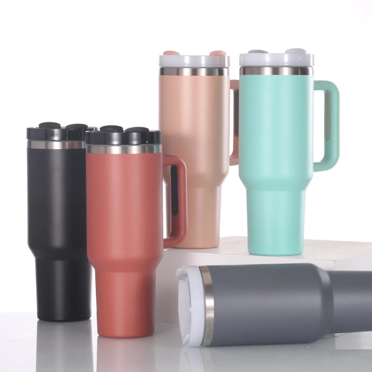 40oz vacuum 304 SS double wall tumblers cup  same style mug cup with stainless steel straw and cleaning brush