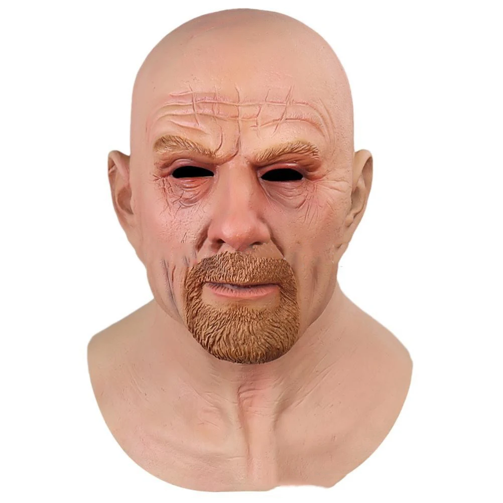 Scary Halloween Party Mask Horror Old Man Cosplay Costume Bald Old Man Latex Masks
