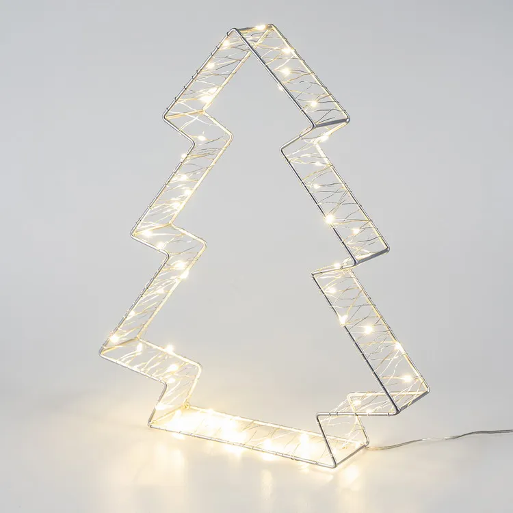 Christmas 3D Tree Decoration Ornaments with 3AA Battery LED Copper Wire Light for Christmas Decor