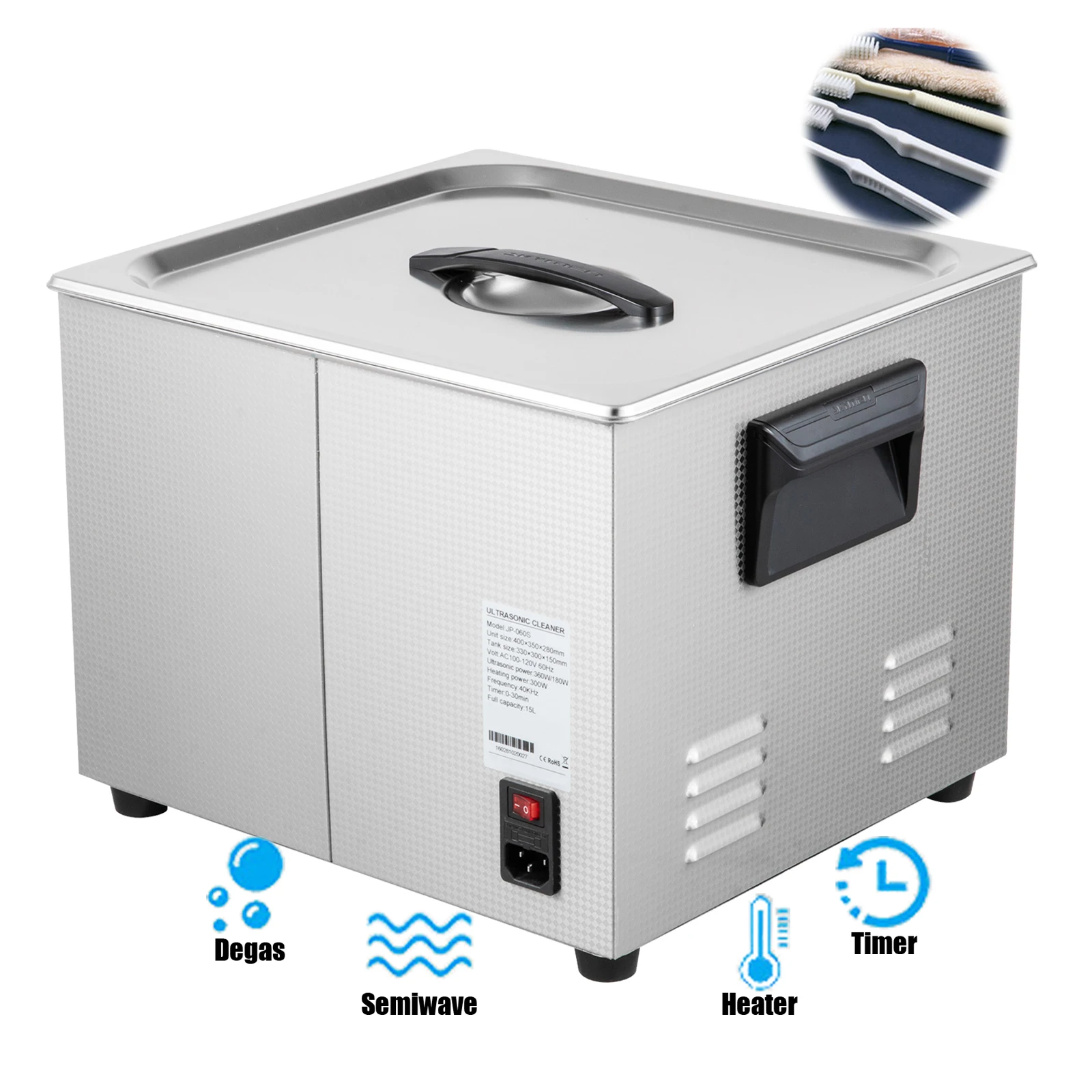 Ультразвуковой очиститель очков с австралийской/американской вилкой, ультразвуковой аппарат 15 л, цифровой ультразвуковой очиститель для ювелирных магазинов