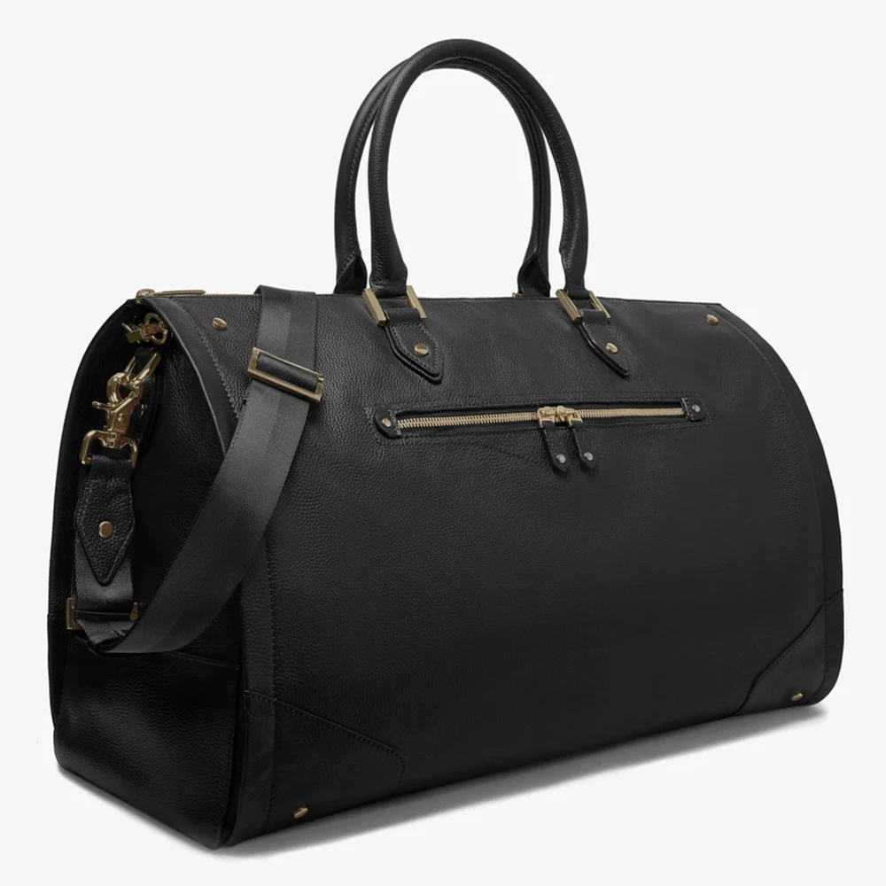 Custom Pebble Leather Ladies Foldable Garment Dress Duffle Travel PU Weekender Bag For Women