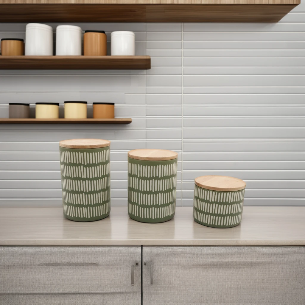 Современная зеленая керамическая банка для хранения с бамбуковой крышкой ручной работы боросил пищевой контейнер кухни кофе и вечеринок индивидуальным логотипом