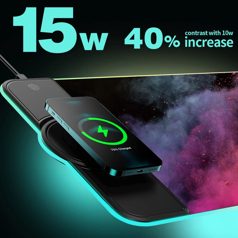Factory Custom Large Size Wireless Charging USB Mouse Pad RGB Rubber Keyboard Pad Mouse Pad