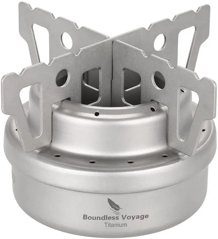 Boundless Voyage Travel Camping Mini Ultralight Titanium Backpacking Alcohol Stove Burner for Picnic