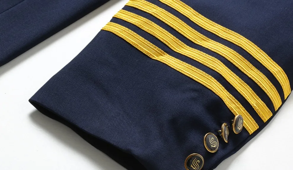 
Navy Blue Pilot Military Captain Pilot Uniform Suit Airline Uniforms 