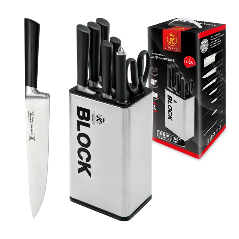 Набор кухонных ножей для шеф-повара, острые кухонные ножи из нержавеющей стали с металлическим покрытием, современный роскошный подарок, 8 шт.